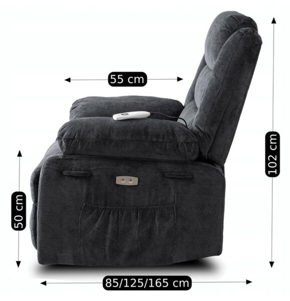 JAKS Masažna fotelja tamno siva tkanina Jasper