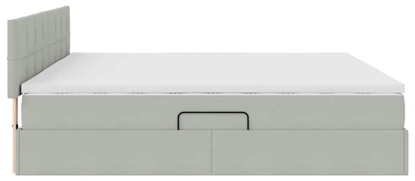 Krevet s od storage Svijetlo siva 200 x 200 cm Baršun - Siva / 200 x 200 cm
