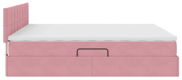 Krevet s od storage s madracem Ružičasta 160 x 200 cm Baršun - Ružičasta / 160 x 200 cm