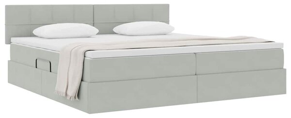 Krevet s od storage Svijetlo siva 200 x 200 cm Baršun - Siva / 200 x 200 cm