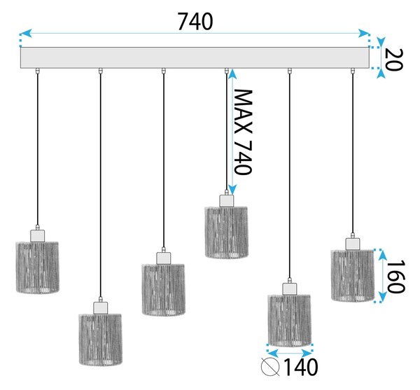 Lampa Viseća APP1822-6CP NATURE BLACK
