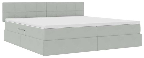 Krevet s od storage Svijetlo siva 200 x 200 cm Baršun - Siva / 200 x 200 cm