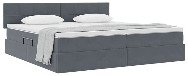Krevet s od storage s madracem Tamno siva 200 x 200 cm Baršun - Siva / 200 x 200 cm