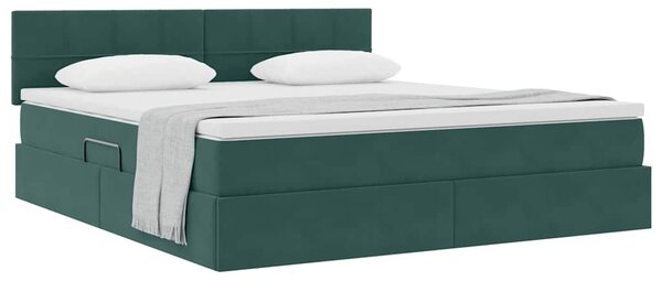 Krevet s od storage s madracem Tamnozelena 160 x 200 cm Baršun - Zelena / 160 x 200 cm