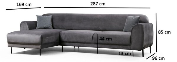 Atelier Del Sofa Kutna garnitura na razvlačenje, Antracit, Image Corner Left ( Chl-3R ) - Anthracite