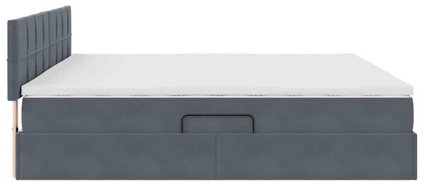 Krevet s od storage s madracem Tamno siva 200 x 200 cm Baršun - Siva / 200 x 200 cm