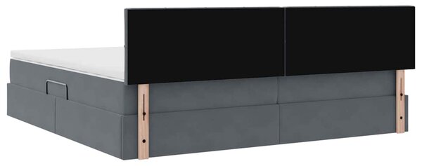 Krevet s od storage s madracem Tamno siva 200 x 200 cm Baršun - Siva / 200 x 200 cm