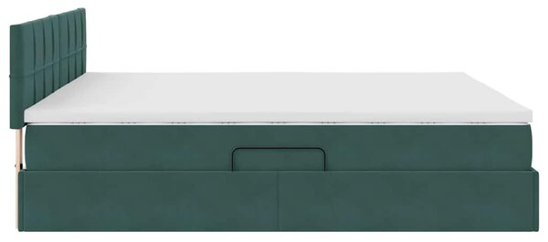 Krevet s od storage s madracem Tamnozelena 160 x 200 cm Baršun - Zelena / 160 x 200 cm