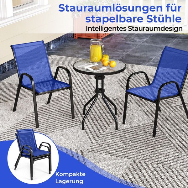 3-dijelni set balkonskog namještaja, bistro stol s 2 složive stolice, bistro set, balkonski set, vrtni set, plava