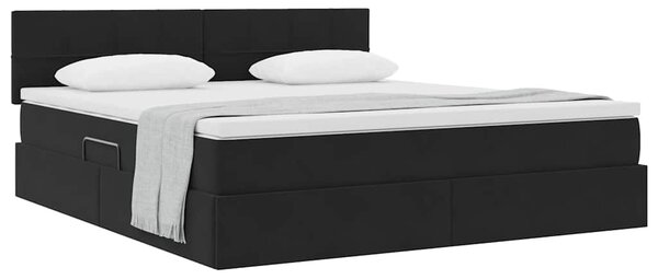 Krevet s od storage s madracem Crna 160 x 200 cm Baršun - Crna / 160 x 200 cm