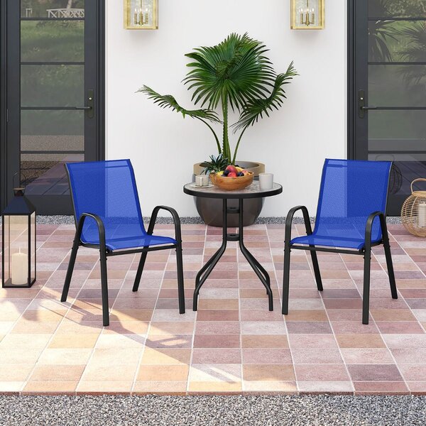 3-dijelni set balkonskog namještaja, bistro stol s 2 složive stolice, bistro set, balkonski set, vrtni set, plava