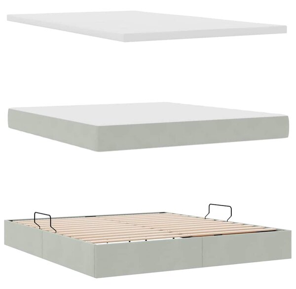 Krevet s madracem i skladištem Svijetlo siva 160 x 200 cm - Svjetlosiva / 160 x 200 cm