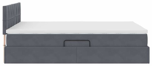 Krevet s od storage s madracem Tamno siva 140 x 190 cm Baršun - Siva / 140 x 190 cm
