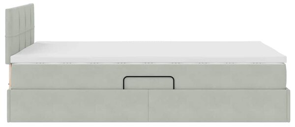 Krevet s od storage Svijetlo siva 120 x 200 cm Baršun - Siva / 120 x 200 cm