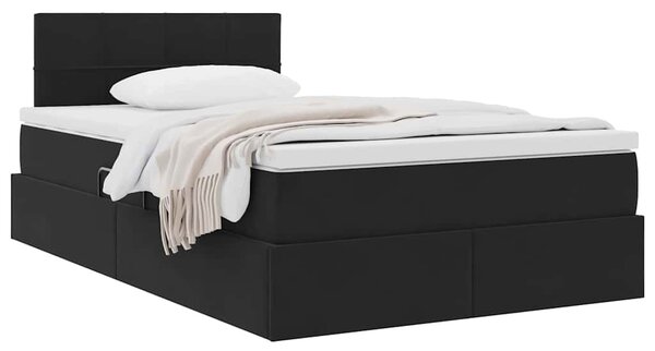 Krevet s od storage s madracem Crna 120 x 200 cm Baršun - Crna / 120 x 200 cm