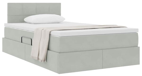 Krevet s od storage Svijetlo siva 120 x 200 cm Baršun - Siva / 120 x 200 cm