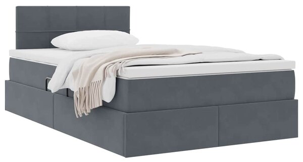 Krevet s od storage s madracem Tamno siva 120 x 200 cm Baršun - Siva / 120 x 200 cm