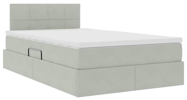 Krevet s od storage Svijetlo siva 120 x 200 cm Baršun - Siva / 120 x 200 cm
