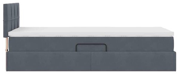 Krevet s od storage s madracem Tamno siva 90 x 200 cm Baršun - Siva / 90 x 200 cm