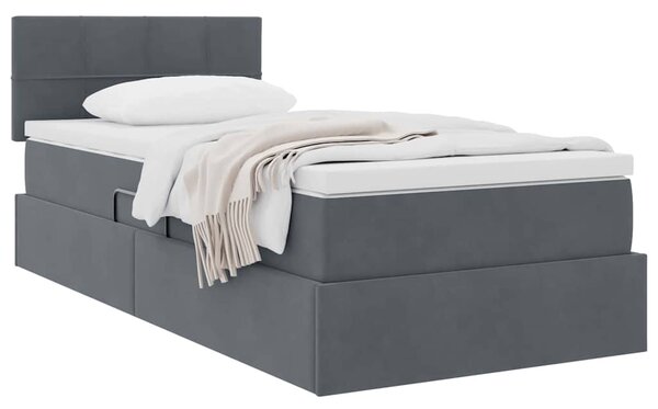 Krevet s od storage s madracem Tamno siva 90 x 200 cm Baršun - Siva / 90 x 200 cm