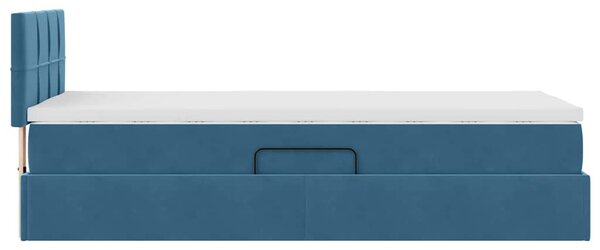 Krevet s od storage s madracem Tamno plava 90 x 190 cm Baršun - Plava / 90 x 190 cm