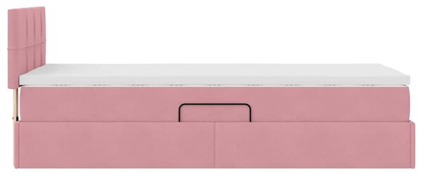 Krevet s od storage s madracem Ružičasta 90 x 200 cm Baršun - Ružičasta / 90 x 200 cm
