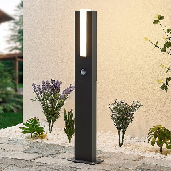 Lucande LED putna svjetiljka Virgalia, detektor pokreta, 65 cm, IP54, Crno, Aluminij