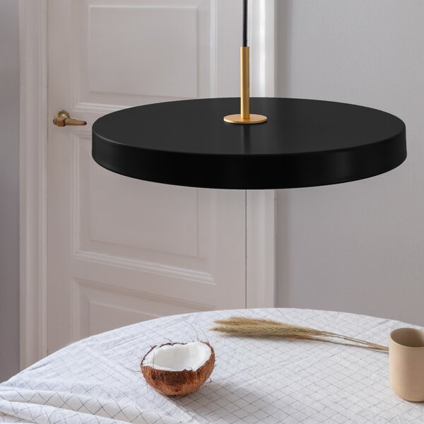 UMAGE Asteria srednja viseća lampa crna mesing, prigušiva, Crno, Dnevni boravak/blagovaonica, Metal