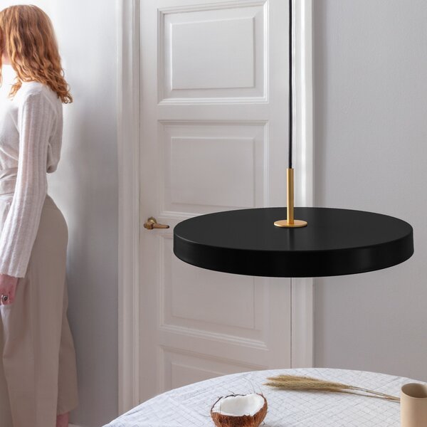UMAGE Asteria srednja viseća lampa crna mesing, prigušiva, Crno, Dnevni boravak/blagovaonica, Metal