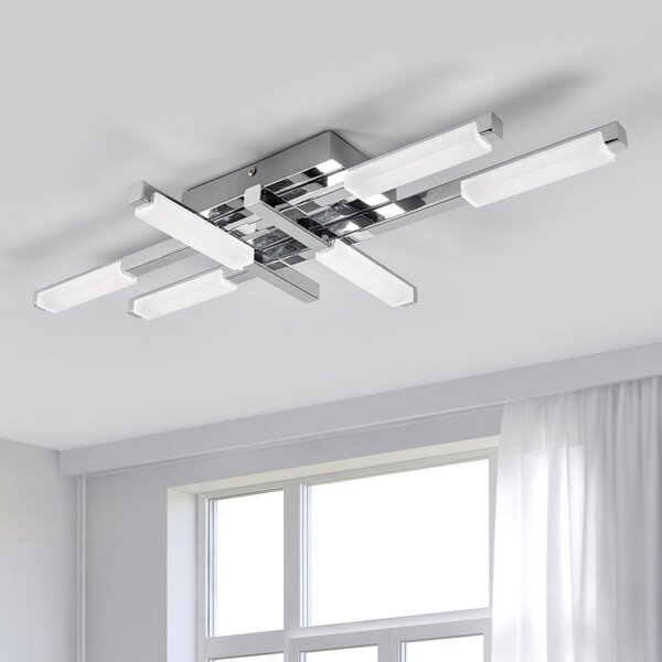 Lindby LED stropna svjetiljka Patrik, 62 cm, 6 žarulja, krom, IP44, Metalik, kupaonica, Metal