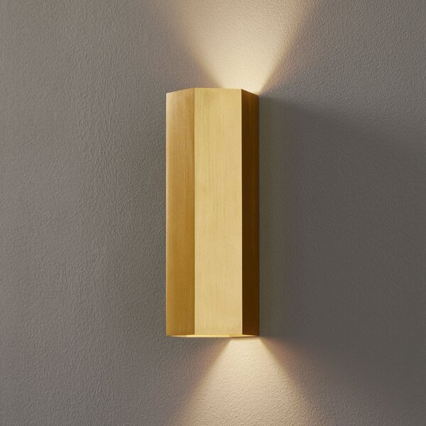 Wever & Ducré Lighting WEVER DUCRÉ Hexo mini 2.0 zidna lampa 20cm zlatna, prigušiva, Zlato / mjed, Dnevni boravak/blagovaonica, Metal