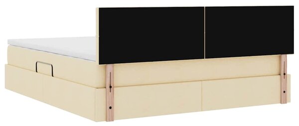 Krevet s madracem i skladištem s madracem Krema 160 x 200 cm - Krem / 160 x 200 cm