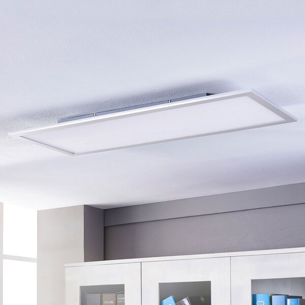 Lindby LED panel Livel, 4000K, 120cm x 30cm, srebrna, metal, Metalik, Kuhinja, Plastika