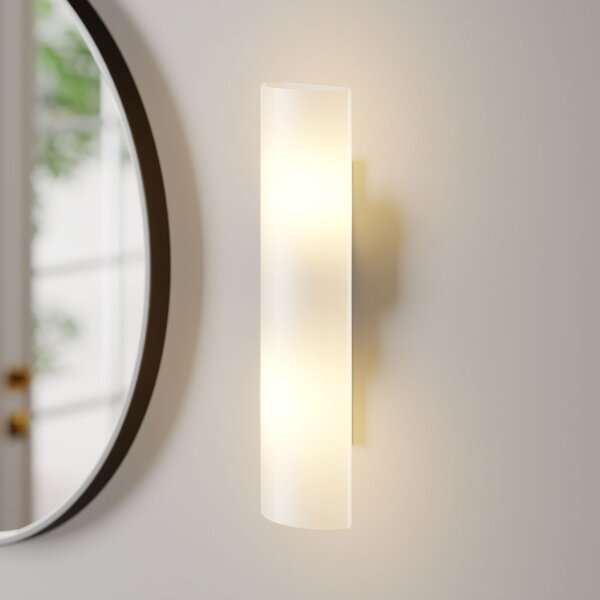 Lindby zidna lampa Ophelia, visina 39 cm, bijela, staklo, prigušiva, Bijela, Područje hodnika, Staklo