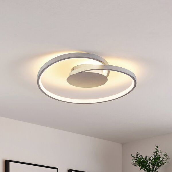 Lucande LED stropna svjetiljka Enesa, Ø 46 cm, 2700 K, prigušiva, prigušiva, Metalik, spavaća soba, Metal