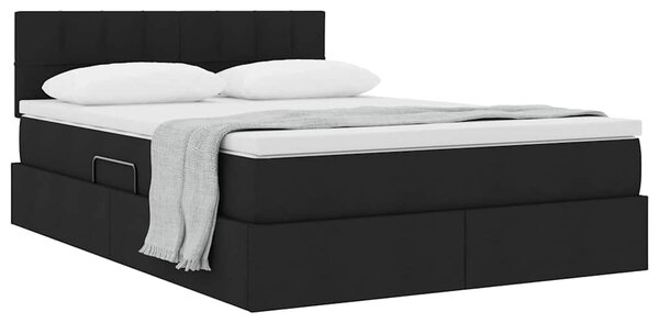 Krevet s madracem i skladištem s madracem Crna 140 x 190 cm - Crna / 140 x 190 cm