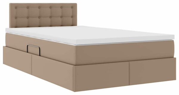 Krevet s madracem i skladištem Kapućino 120 x 200 cm Lažna koža - Smeđa / 120 x 200 cm