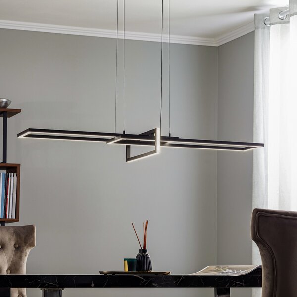 Trio Lighting Salinas LED viseća svjetiljka, 3.000 K, mat crna, prigušiva, Crno, Dnevni boravak/blagovaonica, Metal
