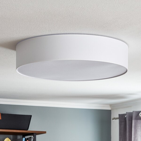 TK Lighting Stropna svjetiljka Rondo, bijela Ø 60 cm, prigušiva, Bijela, spavaća soba, Tkanina / tekstil