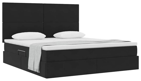 Krevet s madracem i skladištem Crna 160 x 200 cm Baršun - Crna / 160 x 200 cm
