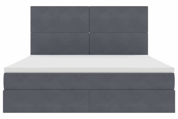 Krevet s madracem i skladištem Tamno siva 160 x 200 cm Baršun - Siva / 160 x 200 cm