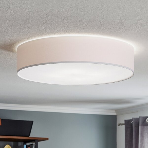TK Lighting Stropna svjetiljka Rondo, bijela Ø 60 cm, prigušiva, Bijela, spavaća soba, Tkanina / tekstil