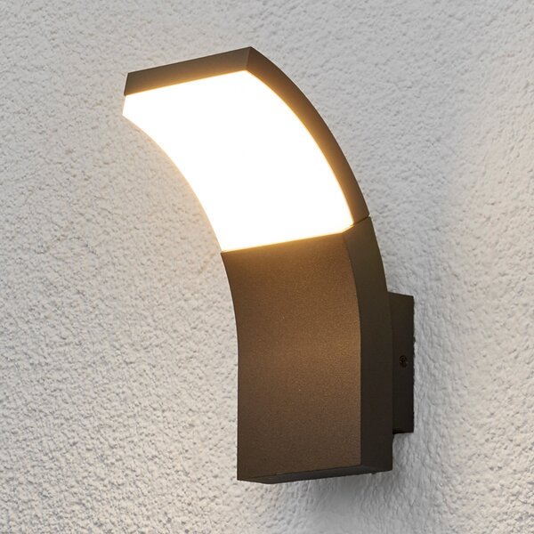 Lucande LED vanjska zidna svjetiljka Timm, 20 cm, antracit, IP54, Crno, Aluminij, Zidni kvadrat
