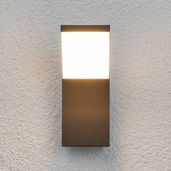 Lucande LED vanjska zidna svjetiljka Timm, 20 cm, antracit, IP54, Crno, Aluminij, Zidni kvadrat