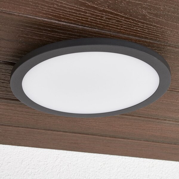 Lucande LED vanjska stropna svjetiljka Malena, detektor pokreta, IP65, Crno, Aluminij