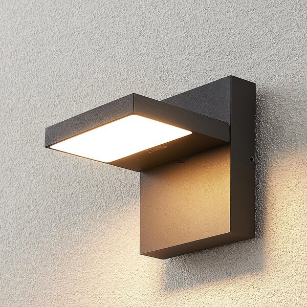 Lucande LED vanjska zidna svjetiljka Silvan, antracit, IP65, 14 cm, Crno, Aluminij, Zidni kvadrat