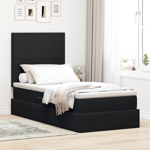 Krevet s madracem i skladištem Crna 90 x 200 cm Baršun - Crna / 90 x 200 cm