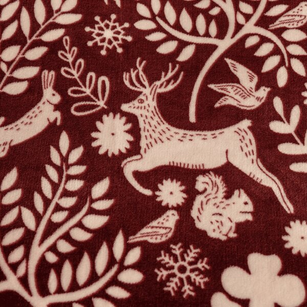 Posteljina od mikropliša FOREST ANIMALS bordo Dimenzije posteljine: 80 x 80 cm | 135 x 200 cm