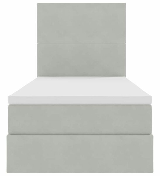 Krevet s madracem i skladištem Svijetlo siva 90 x 200 cm Baršun - Svjetlosiva / 90 x 200 cm