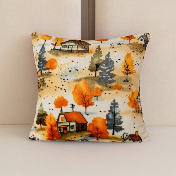 Jastučnica od mikroplyša AUTUMN VILLAGE 45x45 cm, šarena
